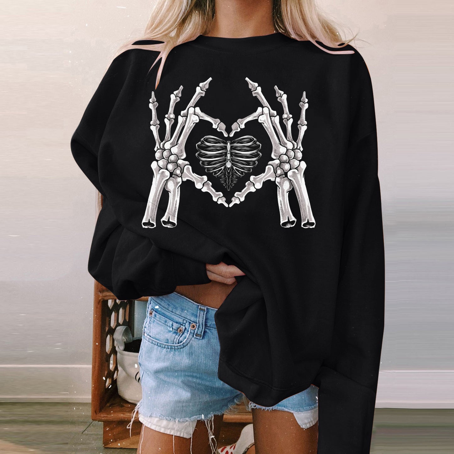 Halloween Women's Long Sleeve Casual Print Padded Sweatshirt
