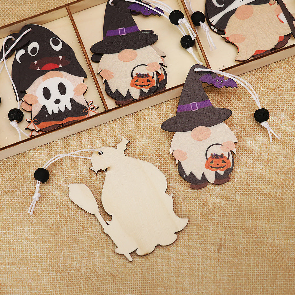 Halloween Decoration Cartoon Doll Wooden Pendant