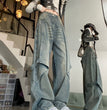 High Waist Loose Drooping Width Slightly Flared Jeans