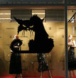 Halloween black cat glass window back carved wall sticker