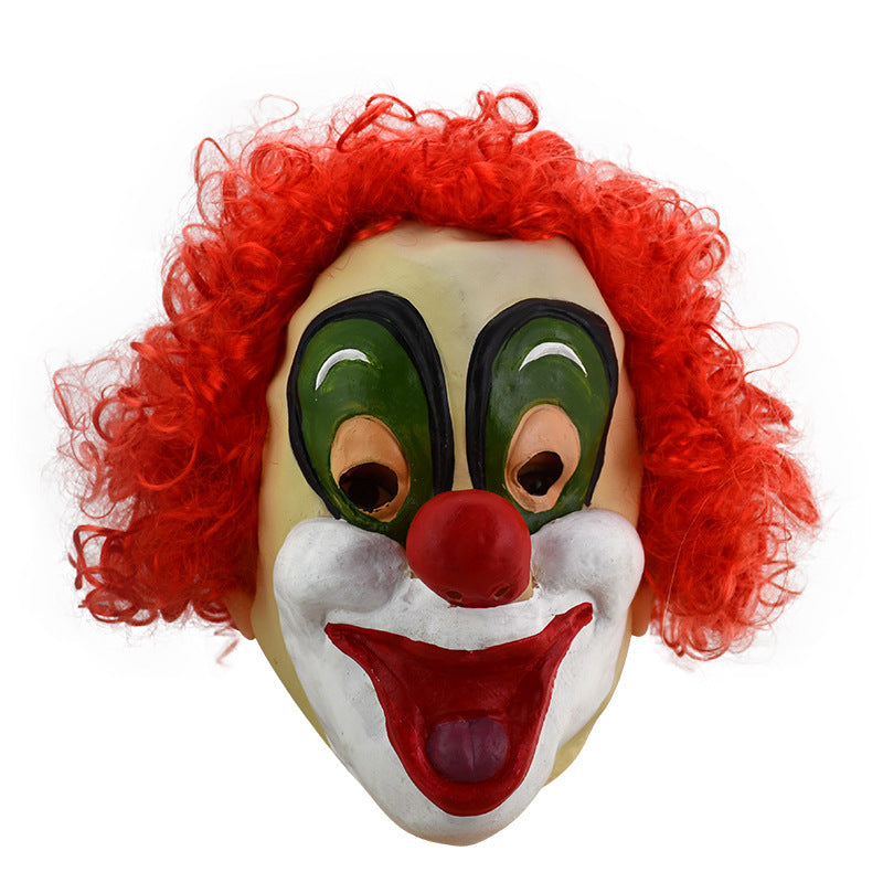 Halloween Funny Red Hair Clown Mask Masquerade Party Dress Up Props