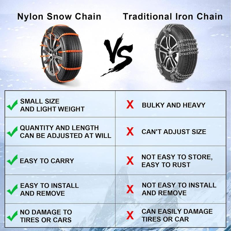 Reusable Snow Tire Chains for Trucks & Suvs,Emergency Anti-Skid Traction Chains,Heavy Duty Plastic Wheel Cables for Winter Driving on Snow/Ice & Muddy Roads