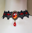 Gothic Jewelry Red Bat Halloween Necklace Lace Choker Necklace For Women Nightmare Before Christmas Black Layered Necklace