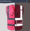 9 Pockets Class 2 High Visibility Zipper Front Safety Vest with Reflective Strips, Meets ANSI/ISEA Standards (Large, 150-Pink)