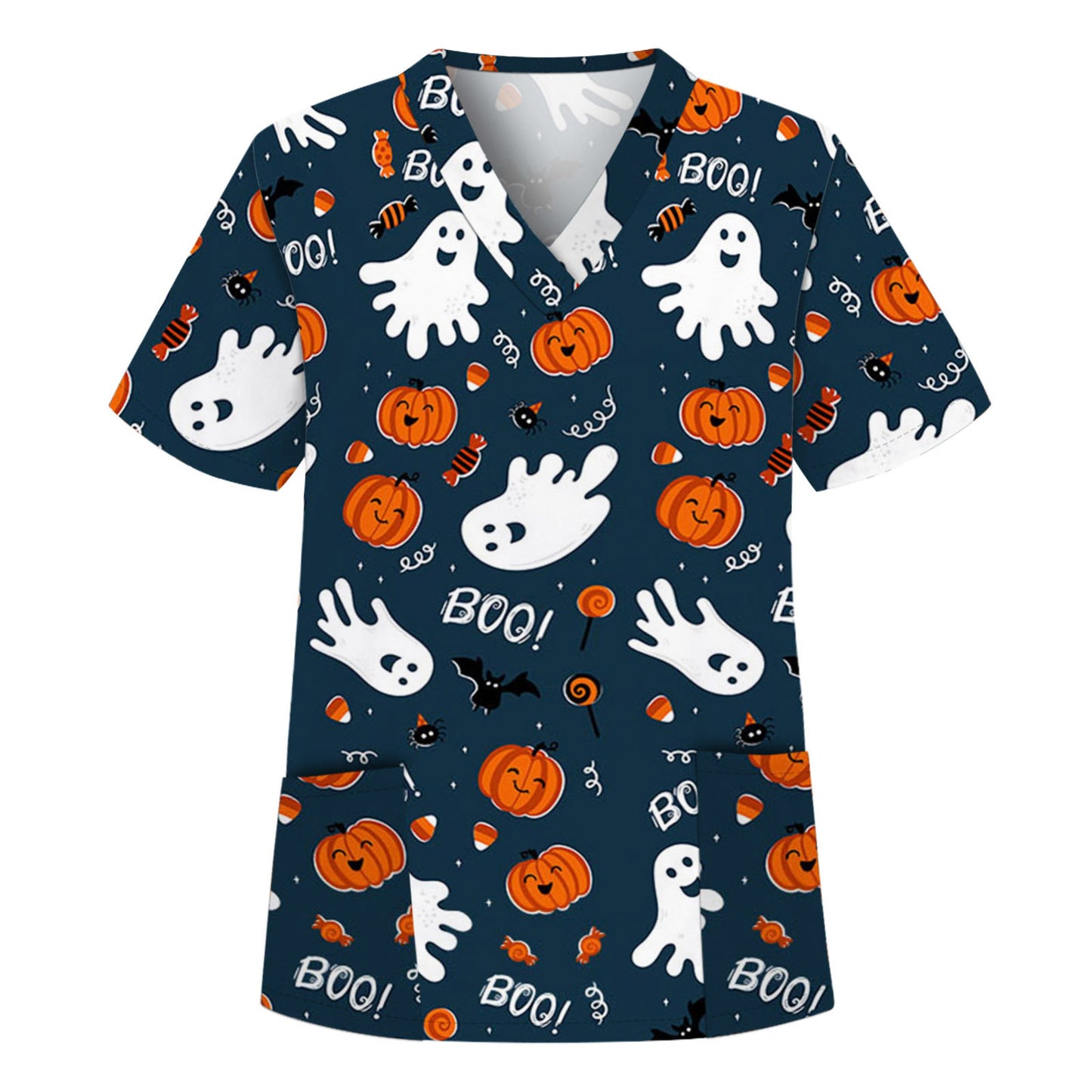 Digital Printed Halloween Short Sleeve Overalls Top