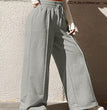Women's Casual And Comfortable High Waist Drawstring Solid Color Sports Home Wide Leg Trousers