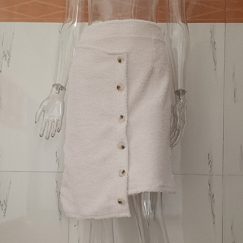 Single-breasted Wool Ring Asymmetric Half-body