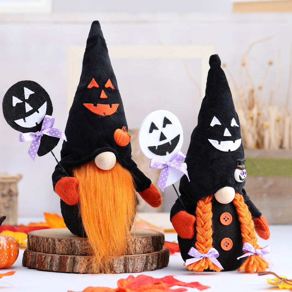Halloween Black Faceless Doll Couple Rudolph Doll Window Table Decoration