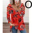 Halloween Theme Digital Printing Hollow V-neck Long-sleeved T-shirt