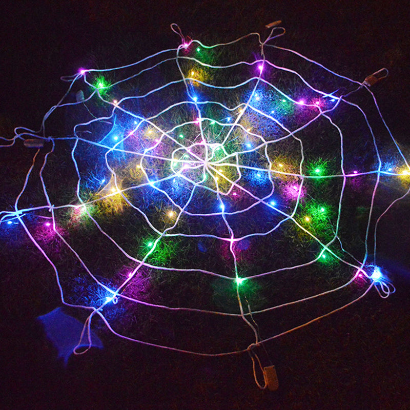 Halloween Ghost Festival Colorful LED Glowing Spider Web