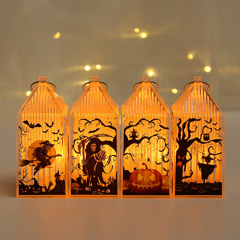 Halloween Pumpkin Lamp Decorations Children's Portable Small Night Lamp Cage Desktop Decoration Layout Props