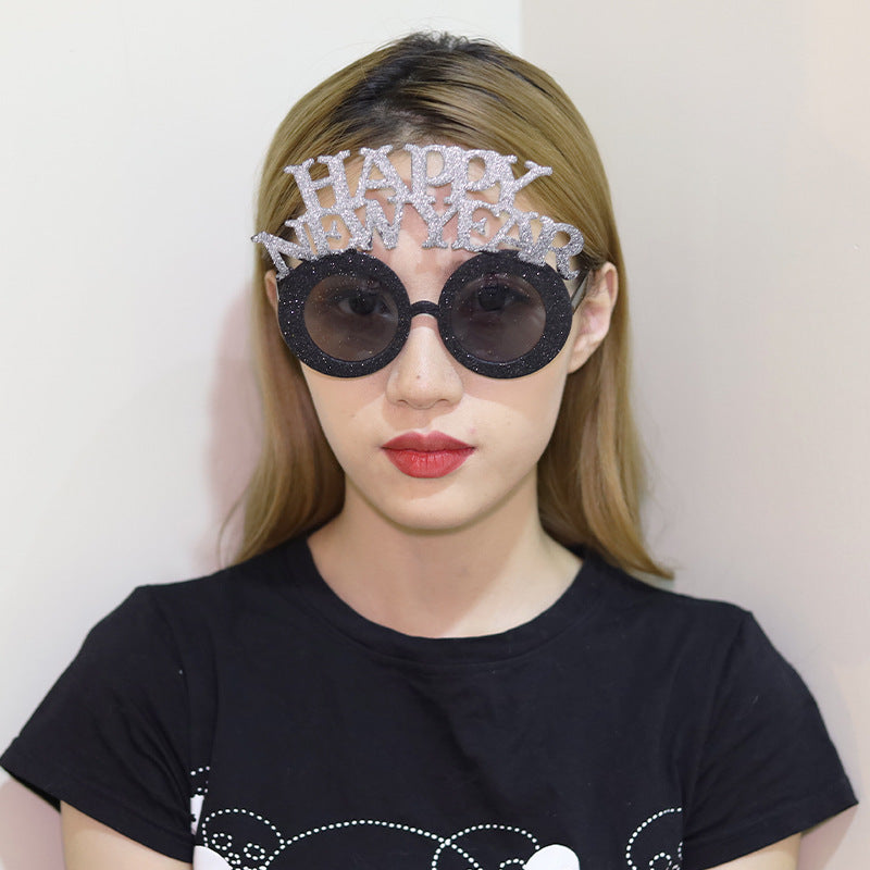Creative 2024 Happy New Year Party Glasses Supplies Photo Props Holiday Dance Dress Up Funny Glasses
