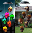 Halloween Skull Wind Chimes Solar Powered LED Light For Garden Decoration Outdoor Elegant Wind Chimes Decor Garden Ornaments