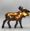 Christmas Decoration Wooden Animal Carving Handcraft Gift Wall Hanging Sculpture 3D Bear Deer Elk Art Decor New Year Ornaments