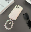 Laser Wave Silicone Phone Case Gradient Laser Stripes Bracelet Case For IPhone 14 13 12 11 Pro Max Plus Bead Chain
