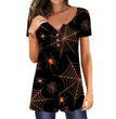 Halloween Spider Web Women's Loose Print Slim Top