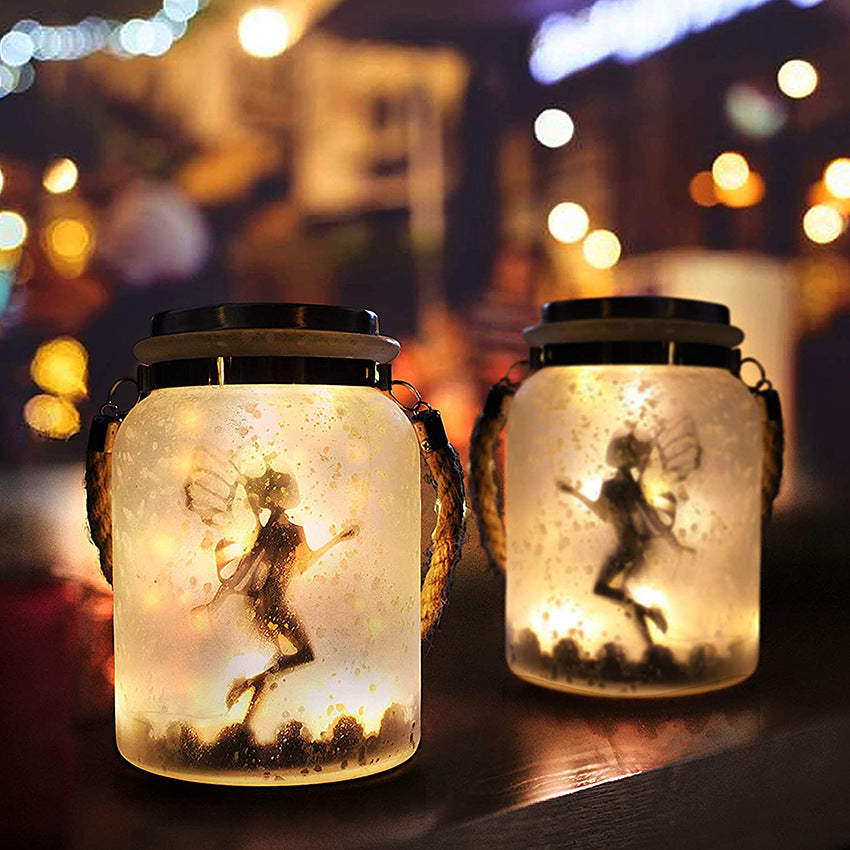 Solar Mason Jar Fairy Light Halloween Frosted Bottle