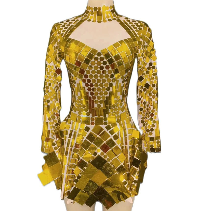 Tight-fitting Hip-pack Fringed Brightly Drilled Mesh Costumes