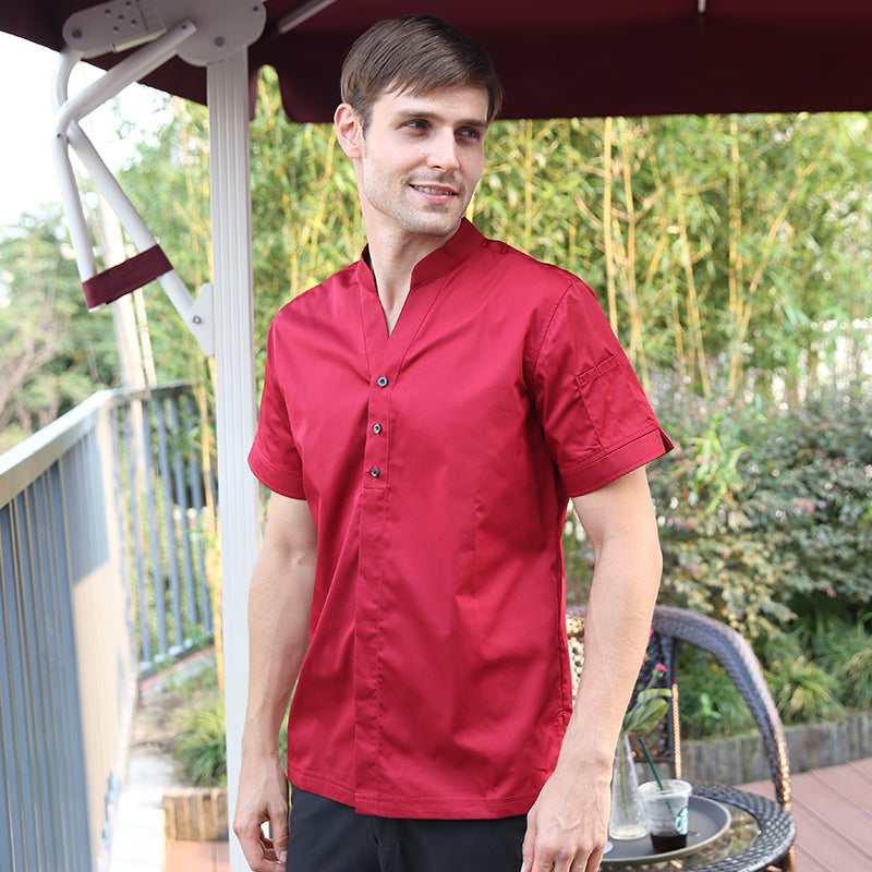 V-neck Short Sleeve Shirt Hotel Long Sleeve Shirt Workwear