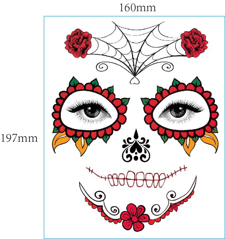 European And American Halloween Face Tattoo Stickers Day Of The Dead