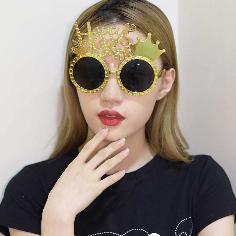 Creative 2024 Happy New Year Party Glasses Supplies Photo Props Holiday Dance Dress Up Funny Glasses