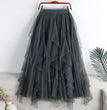 Spring And Summer New Irregular Mesh Beaded Rhinestone Long Large Hem A- Line Skirt Skirt Cake Dress