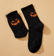 Solid Color Pumpkin Face Vertical Pattern Mid-calf Halloween Funny Grimace Socks