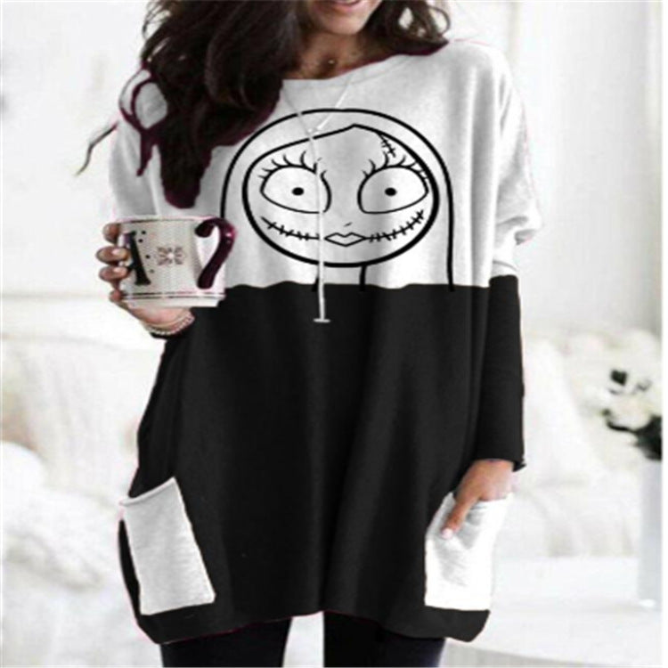 Halloween long-sleeved stitching top