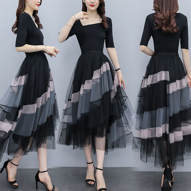 New Women's Summer Adult Lady Like Woman Western Style Youthful-looking Lightly Mature Fashion Tulle Skirt