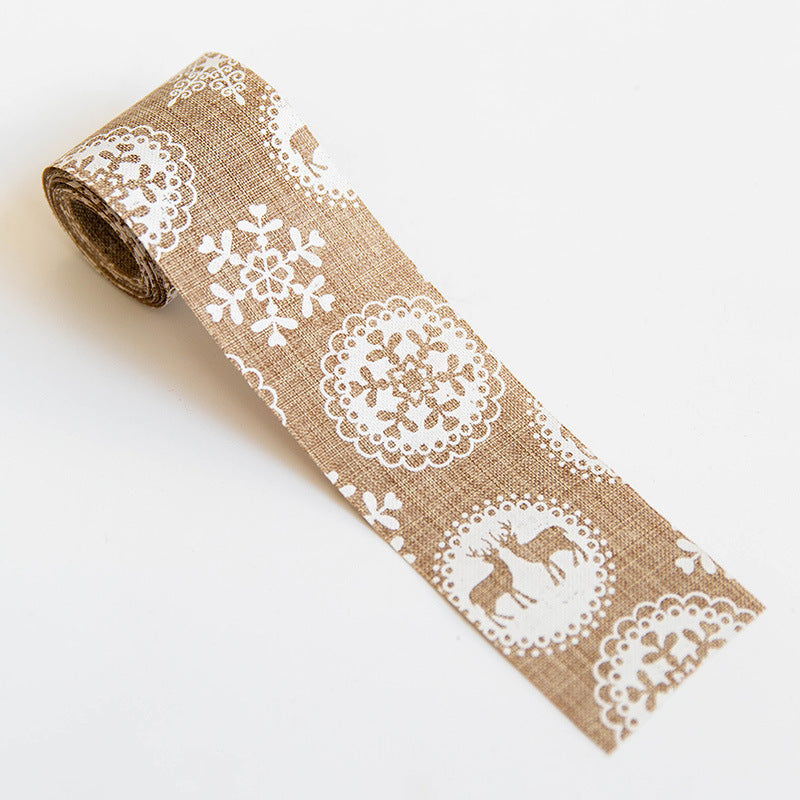 Christmas Snowflake Elk Burlap Ribbon Bow Ornament