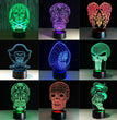 3D LED Color Night Light Changing Lamp Halloween Skull  Light Acrylic 3D Hologram Illusion Desk Lamp For Kids Gift Dropship