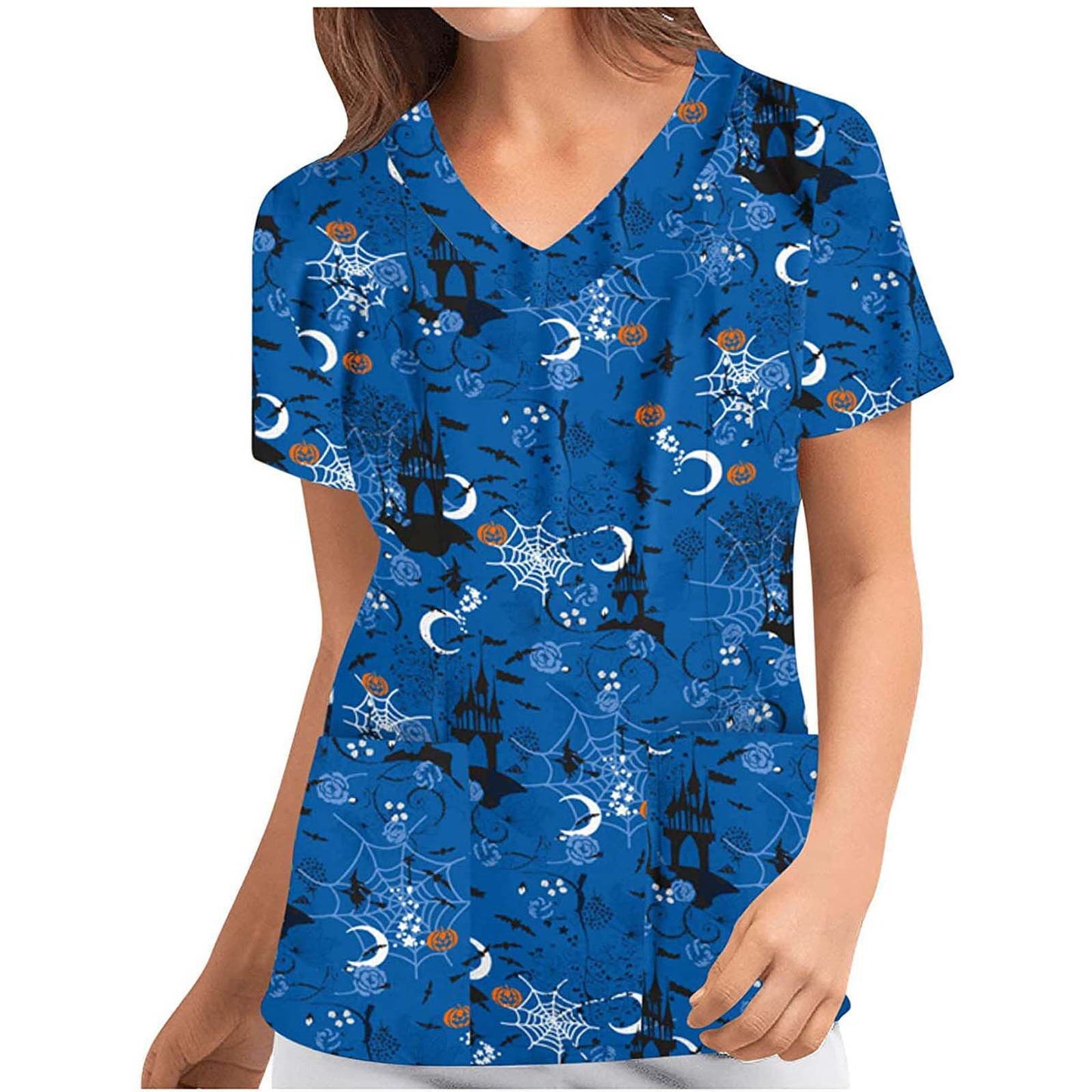 Digital Printed Halloween Short Sleeve Overalls Top