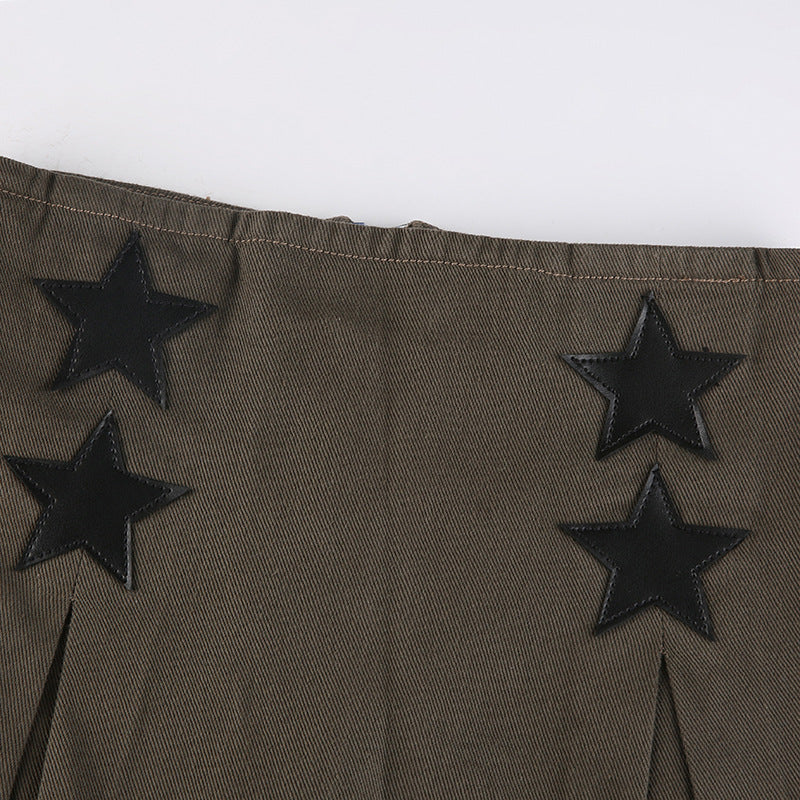 Niche High Waist Slimming A- Line Pleated Short Skirt For Women