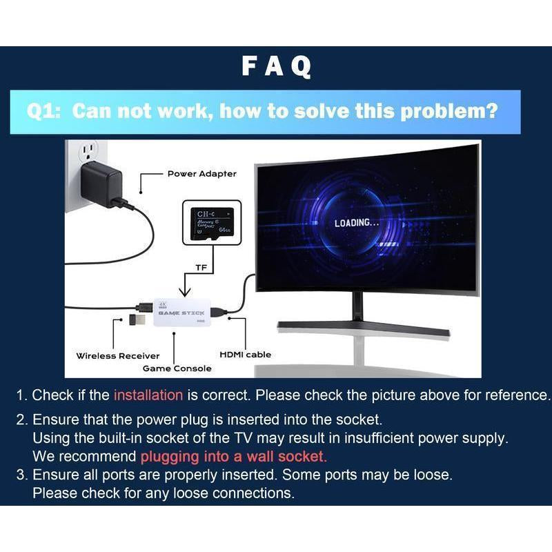 Mass Games Retro Game Console with 20000+ Built-In Games 19 Emulators 2 Wireless Controllers 4K Output & 64GB SD Card Perfect for Kids & Adults - Portable Gaming System Tiktokshopholidayhaul