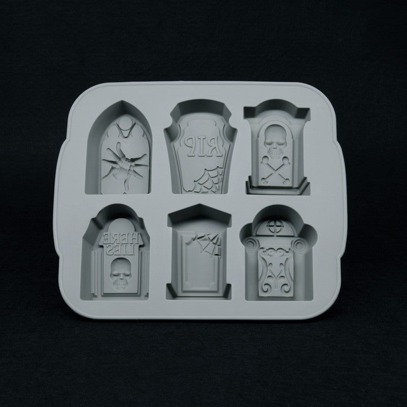 Tombstone Silicone Ice Tray Halloween Cake Mold Horror Evil Tombstone