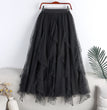 Spring And Summer New Irregular Mesh Beaded Rhinestone Long Large Hem A- Line Skirt Skirt Cake Dress