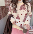 Red Christmas Tree Jacquard Warm Sweater Women