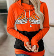 New Ladies Halloween Colorblock Pumpkin Hand Sweatshirt