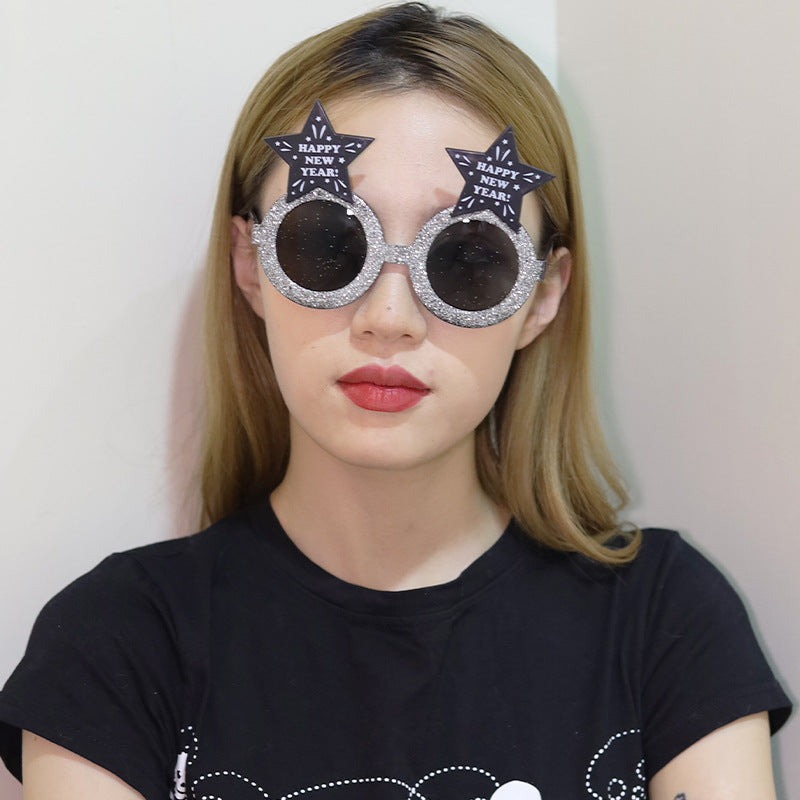 Creative 2024 Happy New Year Party Glasses Supplies Photo Props Holiday Dance Dress Up Funny Glasses