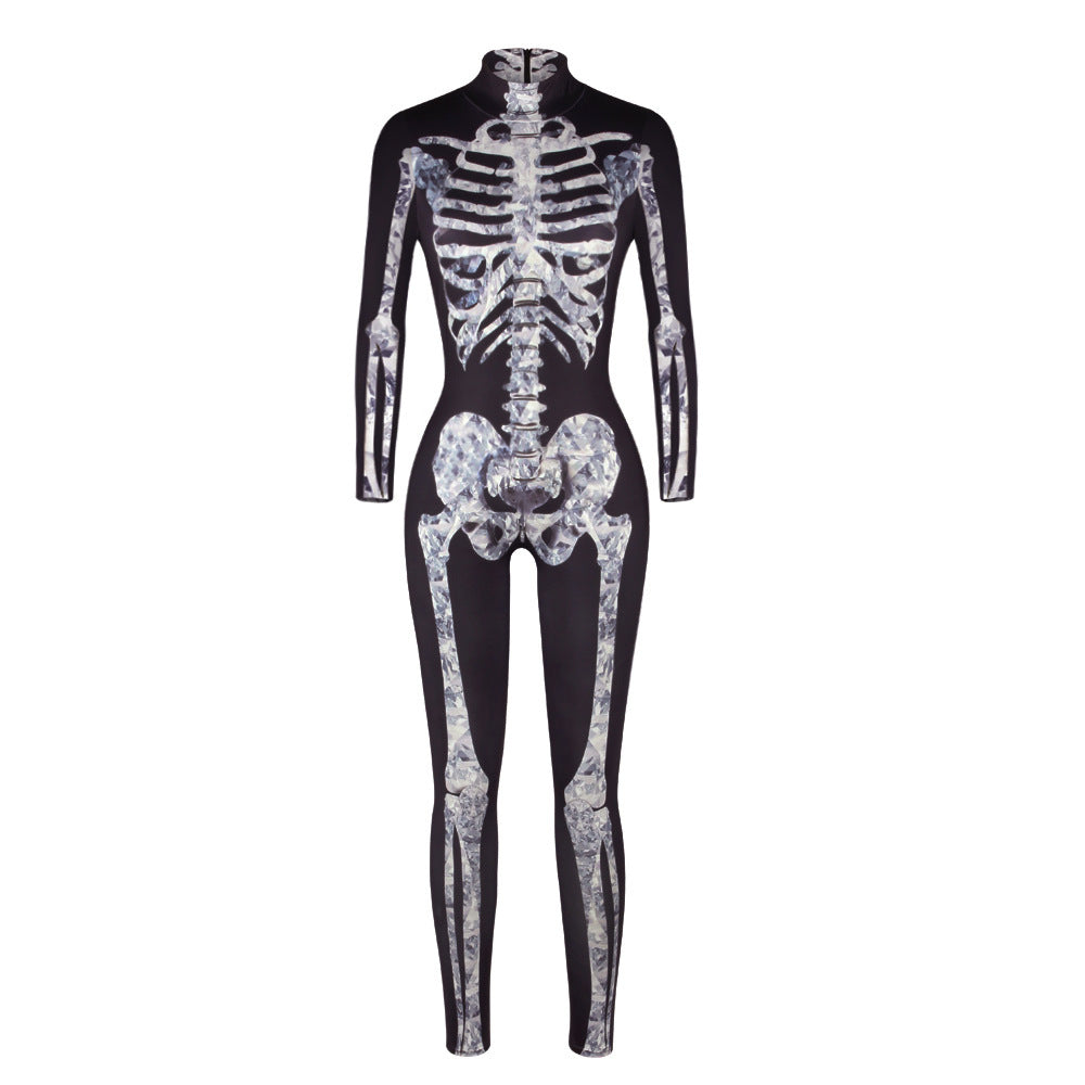AliExpress Explosive Halloween Skull Digital Printed Skinny Jumpsuit