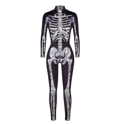 AliExpress Explosive Halloween Skull Digital Printed Skinny Jumpsuit
