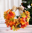 Halloween Autumn Maple Leaf Wreath Pumpkin Berry Door Hanging
