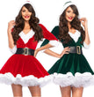 Women Christmas Dress Sexy Santa Claus Hoodie Cosplay Costumes Women Evening Party Clothes Winter Warm Dresses