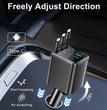 Nuokaiqi Car 8-In-1 Fast Charger with 3 Retractable Cables, 180° Direction Adjustment, LED Display, Compact Design, Premium Materials, Ideal for Road Trips