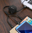 Telescopic three-in-one charging line mobile phone multi-function multi-head