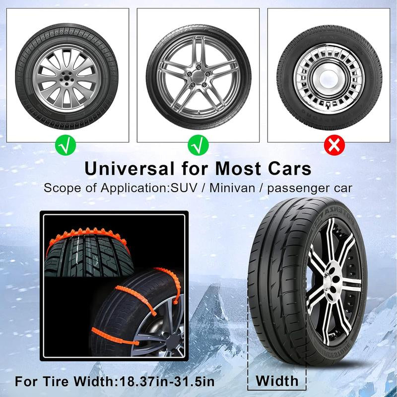 Reusable Snow Tire Chains for Trucks & Suvs,Emergency Anti-Skid Traction Chains,Heavy Duty Plastic Wheel Cables for Winter Driving on Snow/Ice & Muddy Roads