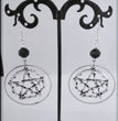R Gothic Pagan Jewelry Halloween Gift Earrings Silver Circle Pentagram Earrings