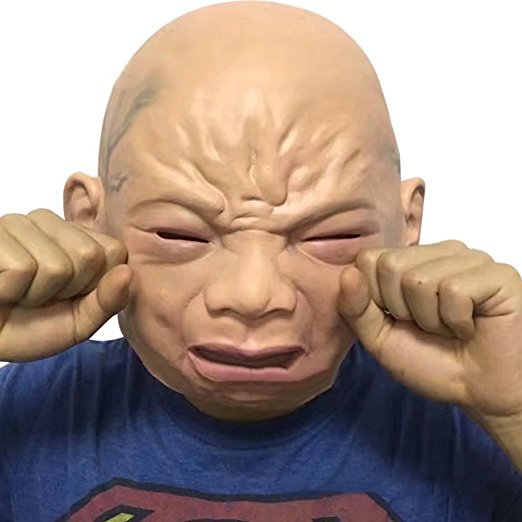 Smiling Crying Baby Mask Halloween Party Latex Face