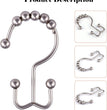 Shower Curtain Hooks Rings, Rust-Resistant Metal Double Glide Shower Hooks for Bathroom, Modern Decorative Design Shower Rods Curtains - Nickel