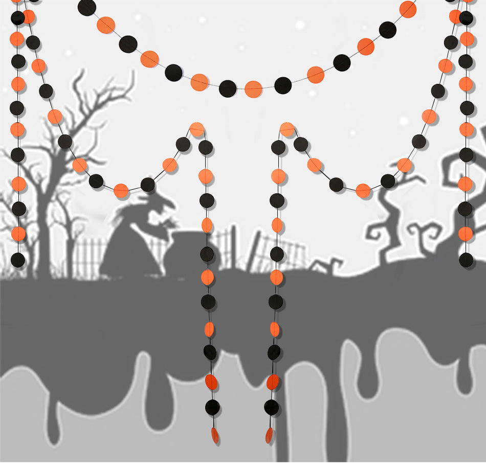 Long Black Orange Disc Halloween Paper Garland Pendant Pendant